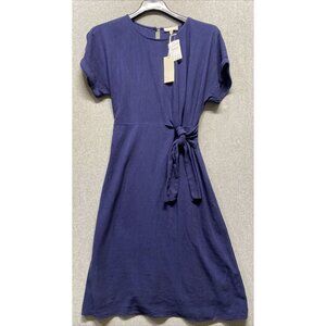 &. Layered Women’s Linen Blend Dress Size XSmall Navy Blue Sundress Knee Length